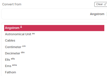 Select the source length unit