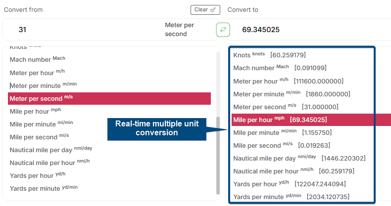 Real-time multi-unit conversion