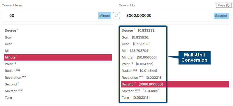 Real-time Multi Unit Conversion