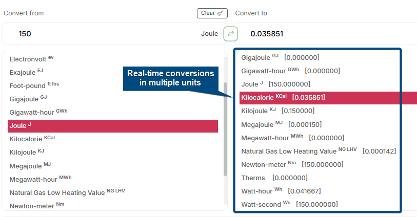 Real-time multi-unit conversion