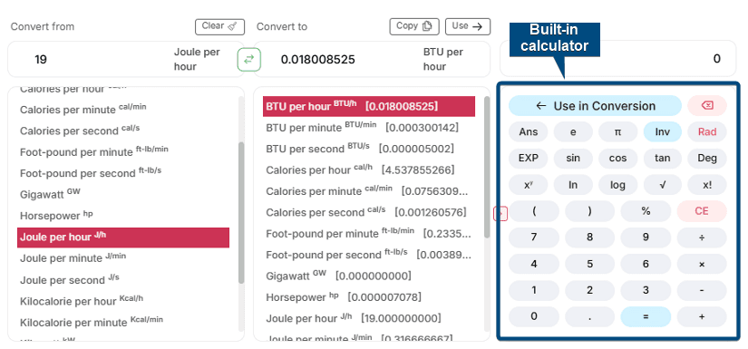 Built-in Scientific calculator