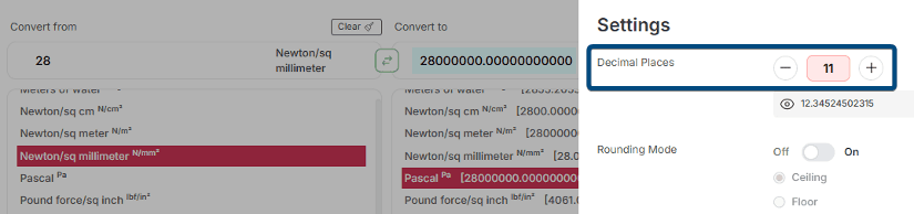 Adjustable Decimal Precision